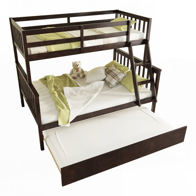 Twin Over Full Rubber Wood Bunk Bed, Espresso
