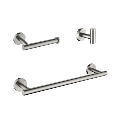 3 Bathroom Fittings In Brushed Nickel, Stainless Steel, Modern , Scratch-, Corrosion, Straightforward Installation Category Accessory Outlook, Uncomplicated Sort