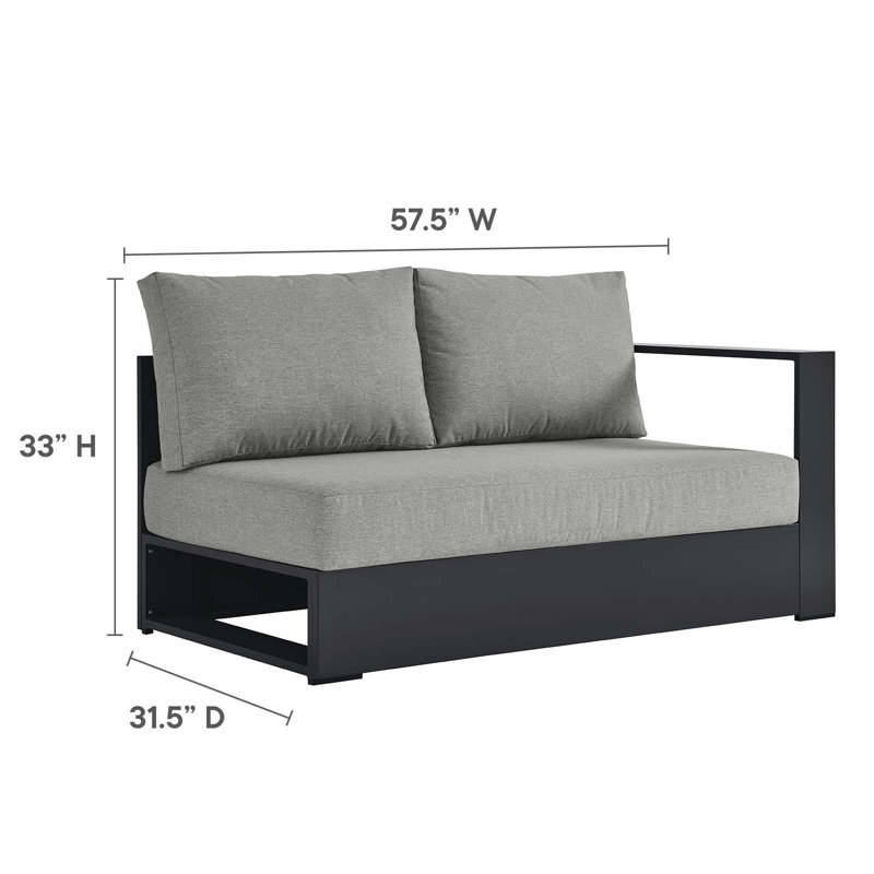 Ensemble de canapé modulaire d'extérieur 2 pièces Modway Tahoe, Gris, Accoudoir à gauche (vu de face)