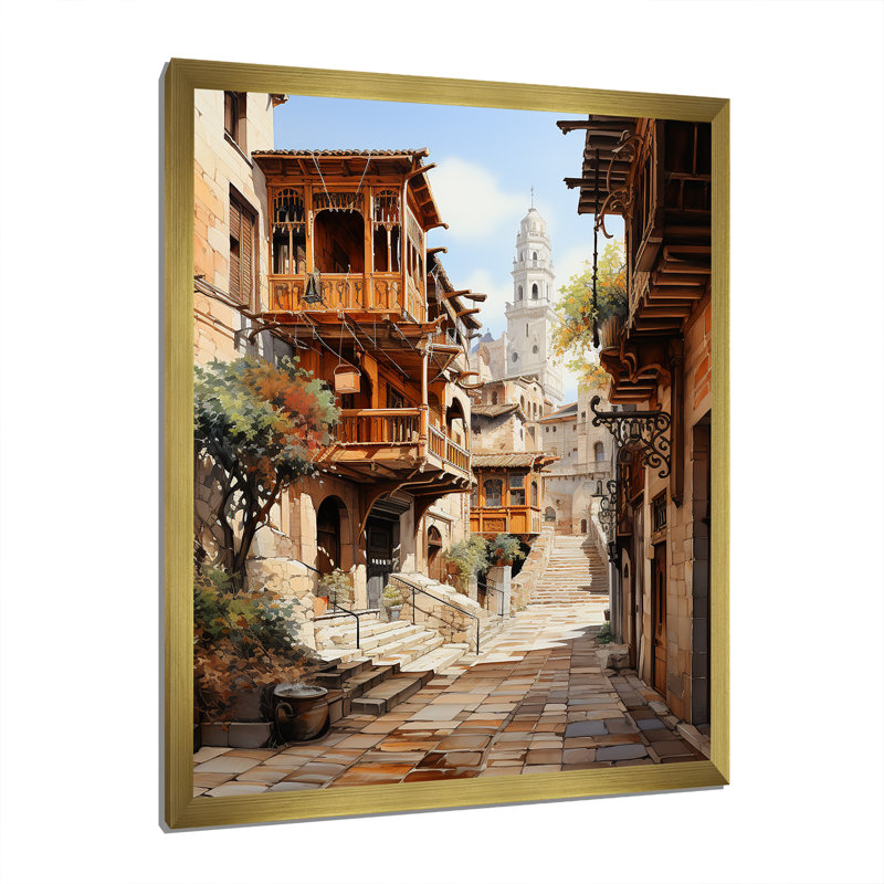 Reproduction d'art sur toile, Espagne, ville médiévale, Tolède, Espagne, H 20 po x l 12 po x P 1 po, Encadrement doré