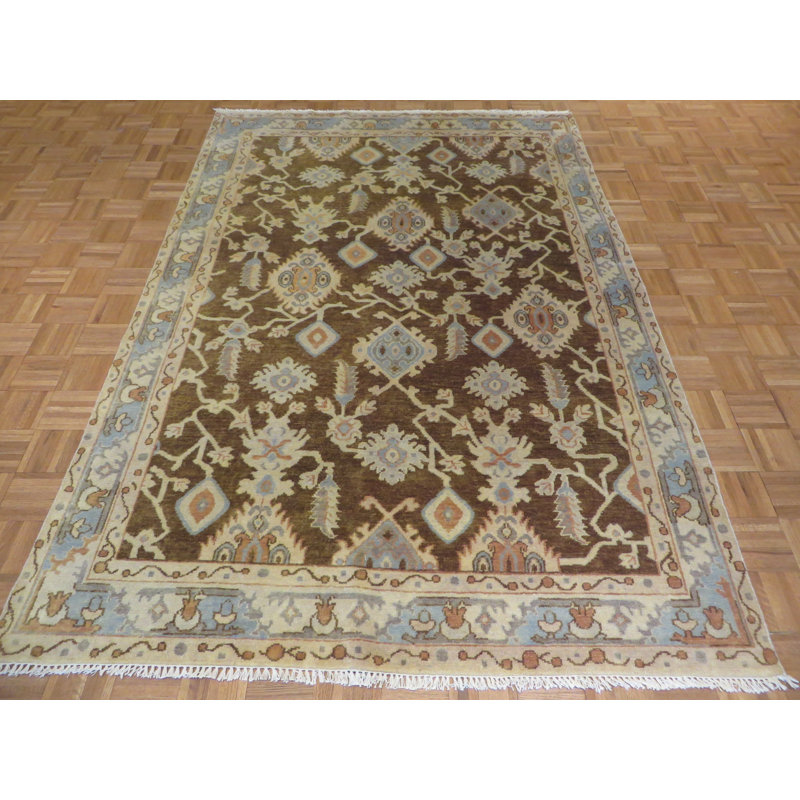 Tapis brun / ivoire en laine noué à la main Josephson, Rectangle 12 pi x 18 pi