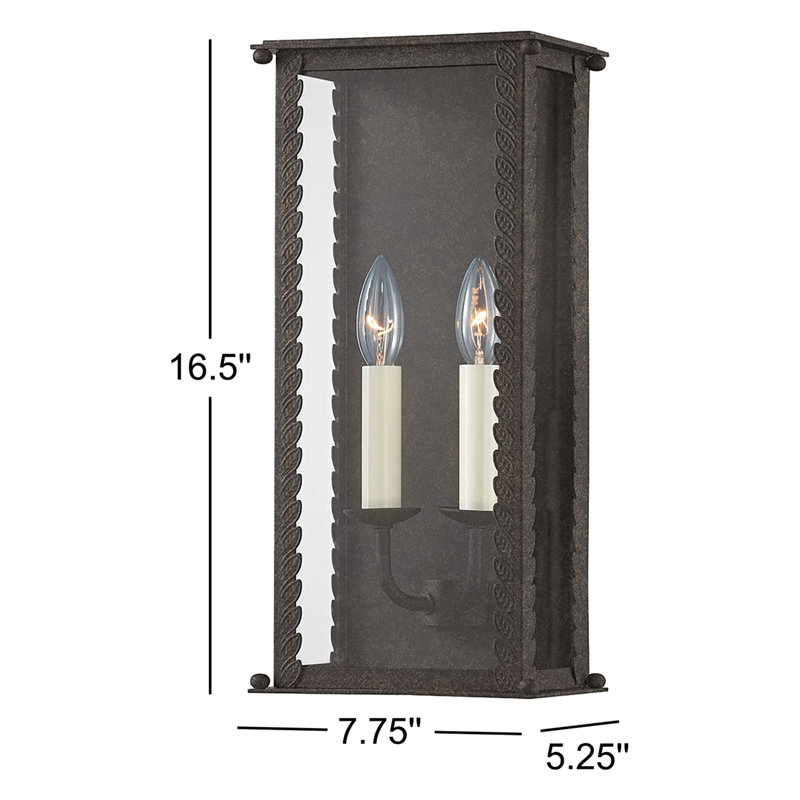Zuma Light Wall Sconce, French Iron, 16.5" H x 7.75" W x 5.25" D
