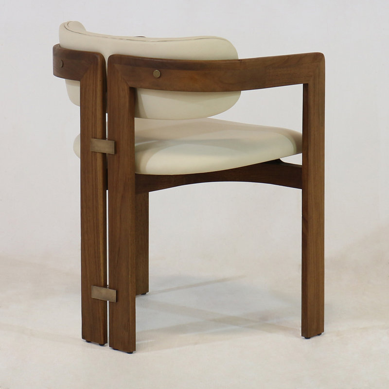 Chaise brune Pamplona avec cuir blanc