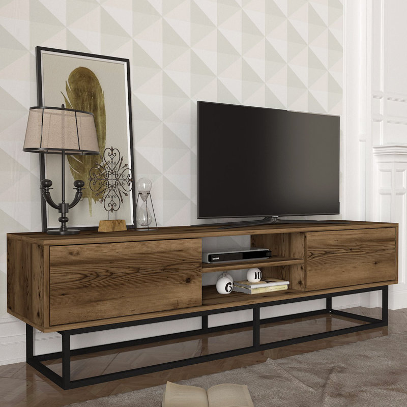 Chanise TV Stand for TVs up to 85", Brown Wood