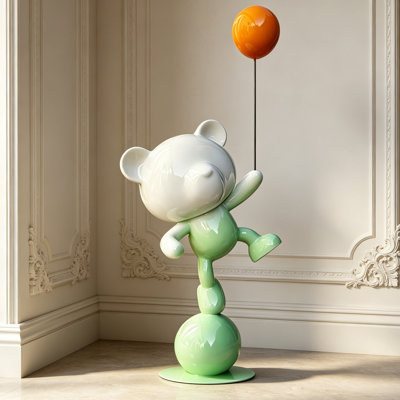 Green White Balloon Bear Glass Fiber Reinforced Plastics Decorative Object