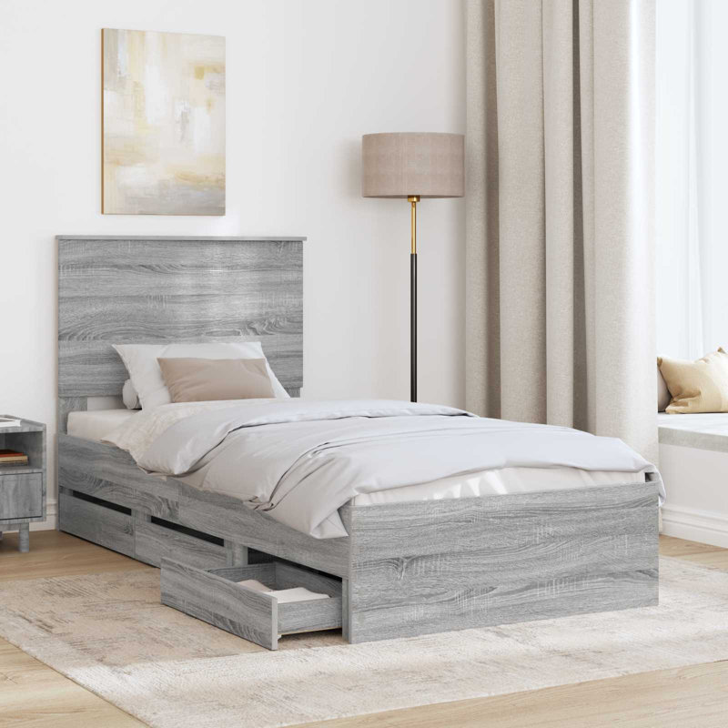 Bed Frame, 100 x 200cm, Grey Sonoma