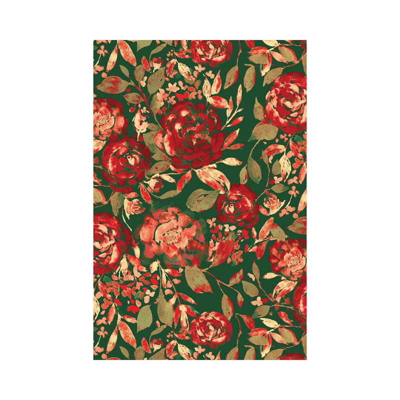 Farmhouse Floral Christmas 1 Piece Wrapped Canvas Wall Art, 20.32 cm H x 30.48 cm W