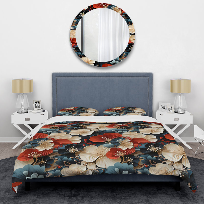 Ensemble de housse de couette Oriental, Housse de couette pour grand lit et 2 taies décor