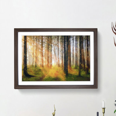 Rays of Light Through an Autumn Forest - Picture Frame Painting Print