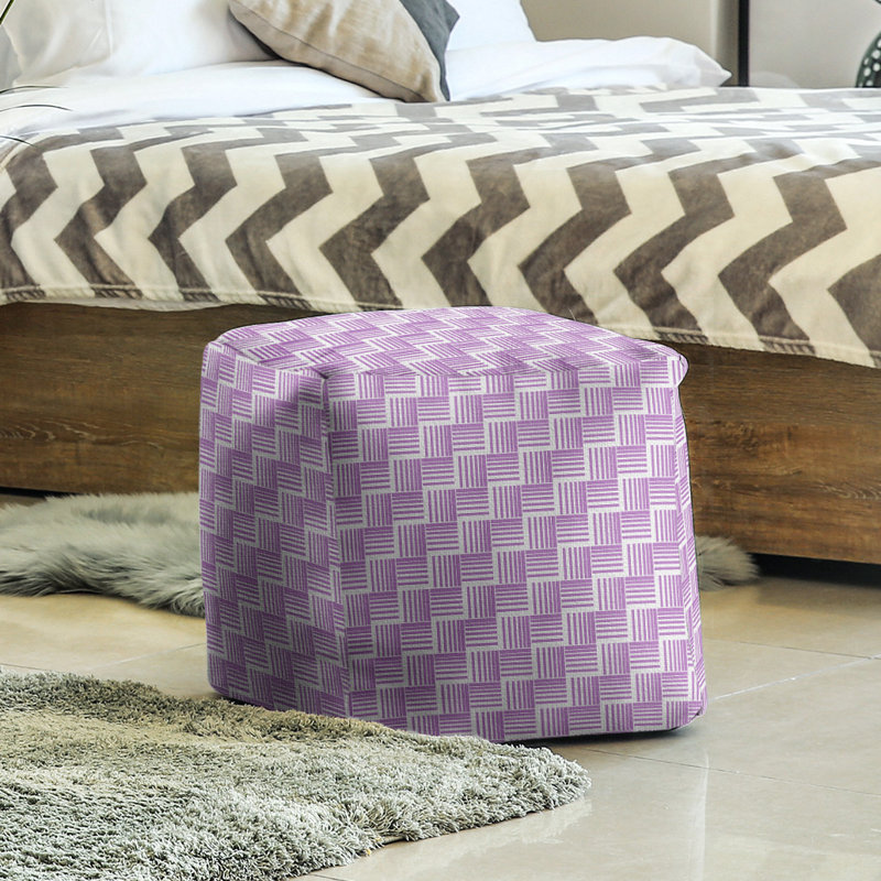 Repose-pieds cubique à rayures classic basketweave, Violet / gris