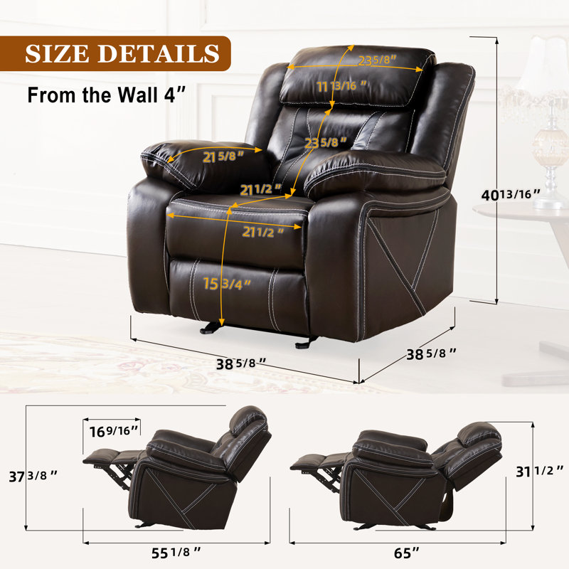 Recliner Chair for Living Room Home Theater Seating Single Reclining Sofa Lounge with Padded Seat Backrest