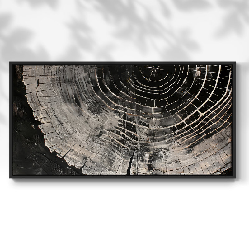 Série abstraite-CLxxxv- Toile tendue avec châssis tendue - Prêt à accrocher, H 21 po x l 41 po, Noir