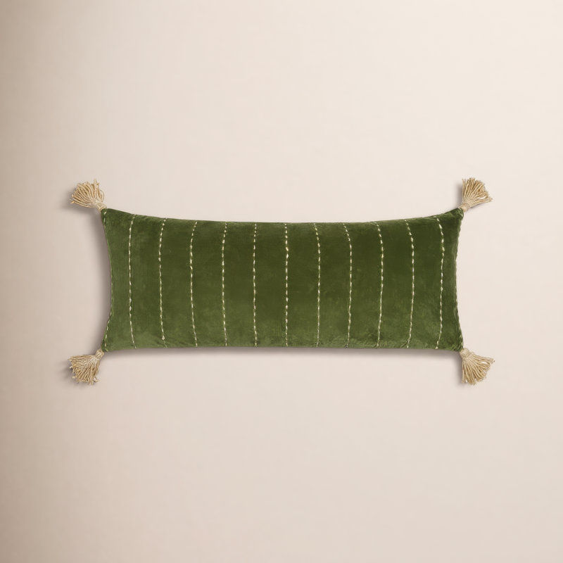 Coussin rectangulaire en coton Roni, Vert, Pas de bourre