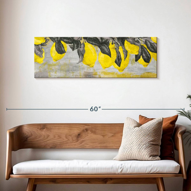 Citrons mûres sur toile, H 15 po x l 45 po x P 1,25 po