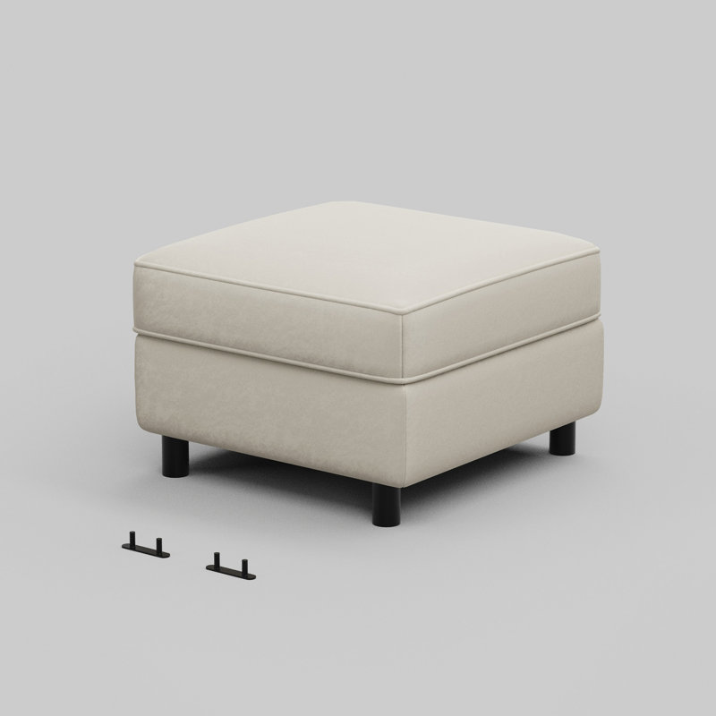 Velvet Fabric Ottoman For Modular Sofa, Gray Velvet