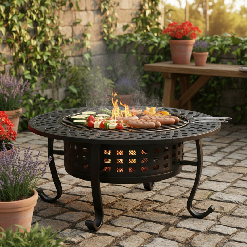 Round Iron Charcoal Fire Pit