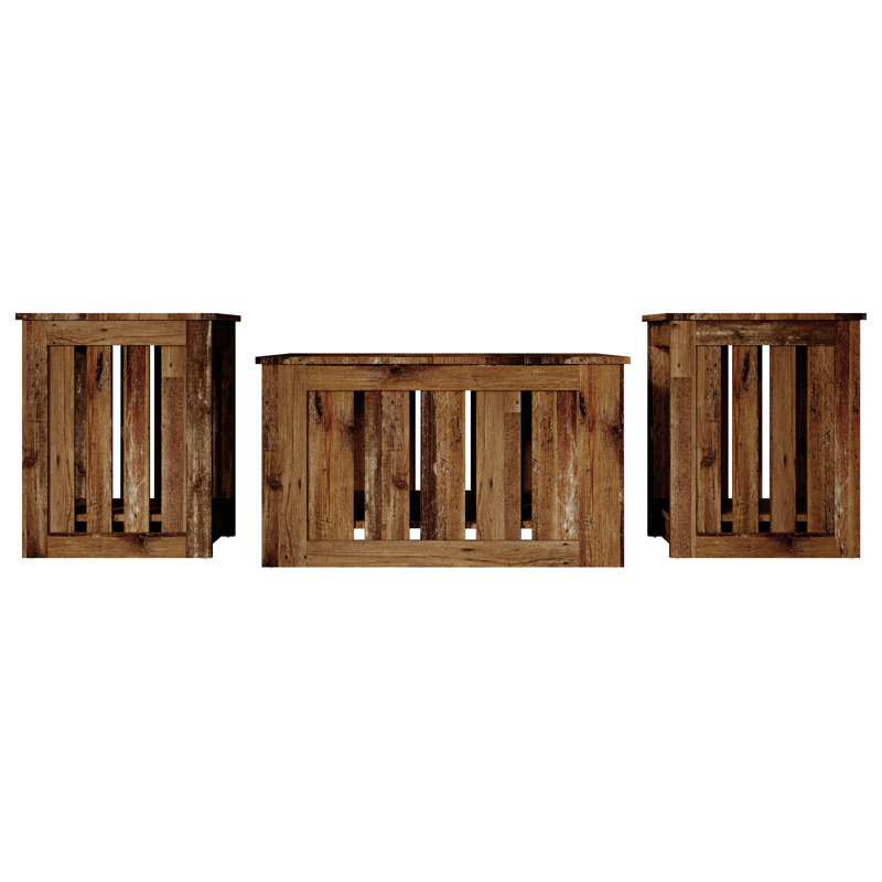 Ensemble de tables basses 3 pièces Nashua, Chêne rétro