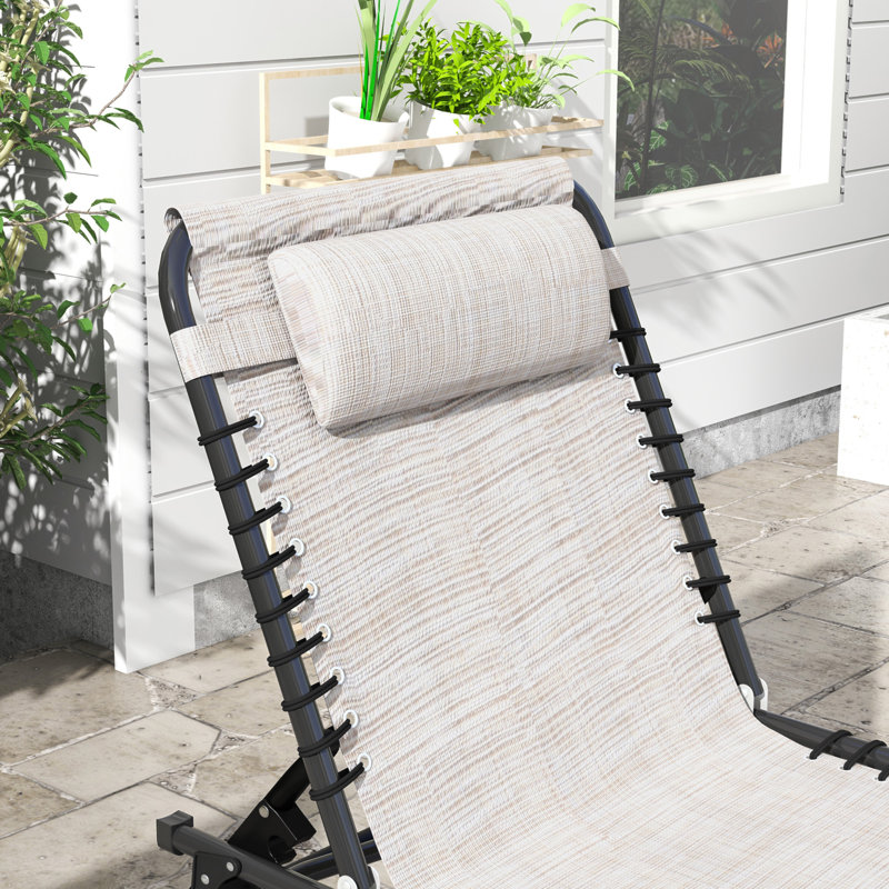 Chaise longue de piscine pliante, chaise de bronzage de patio, chaise longue d'extérieur avec dossier inclinable à 4 positions, siège en filet respirant pour plage, cour, patio, bleu foncé