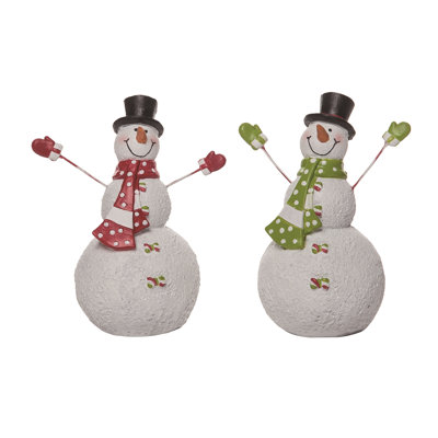  Christmas Resin Merry Snowman Decor Set of 2 Christmas Home Decorations