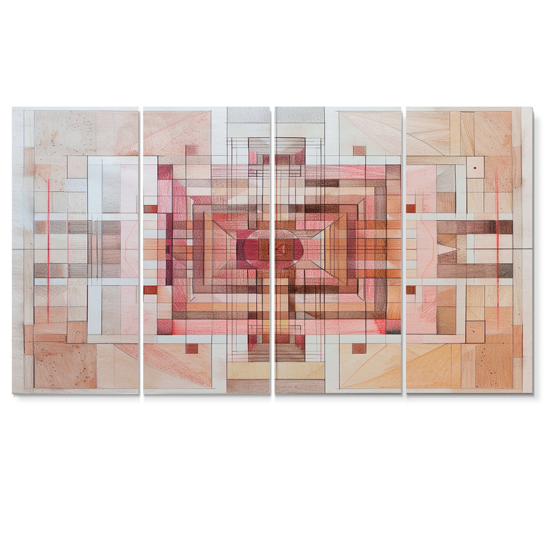 Ensemble d'art mural rétro 4 pièces, H 28 po x l 48 po
