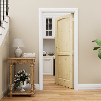 2 Panel Door Slab Interior Pine Solid Wood Pantry Door With Jamb/Door Seal Strip
