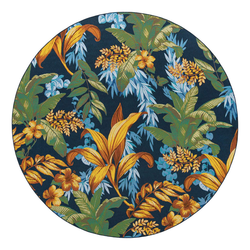 Brett Washable Floral Indoor / Outdoor Rug, Round 10'