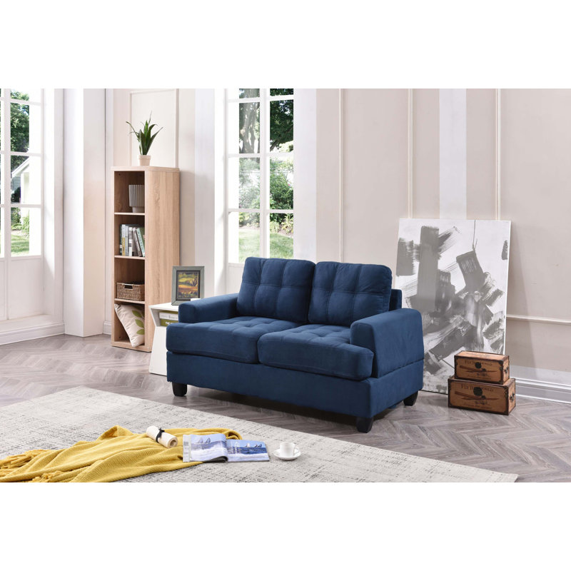 Chic Transitional Loveseat, Navy Blue