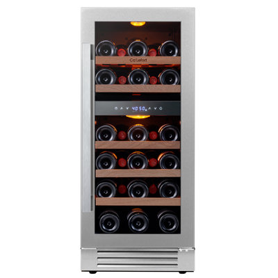 Calefort 15'' Wine Refrigerator 28 Bottle Dual Zone Built-in Wine Cooler
