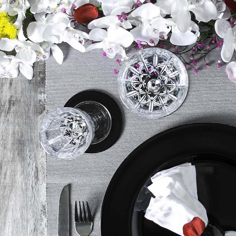 Argon Tableware - Melamine Charger Plates - Set of 6, Glossy Black