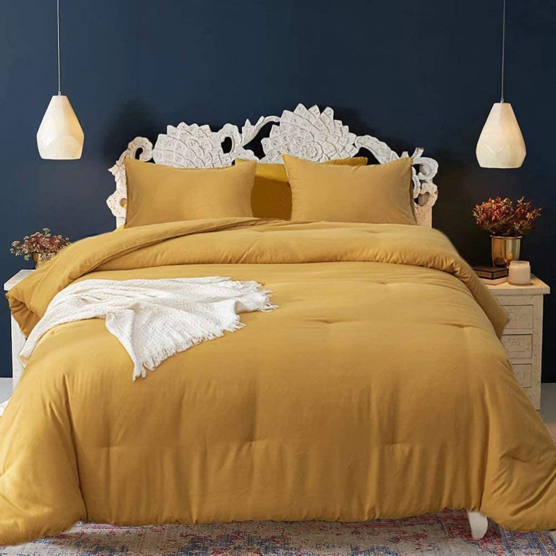 Ensembles d'édredon jaune moutarde Ensembles d'édredon jaune foncé Ensembles d'édredon léger et confortable, Jaune