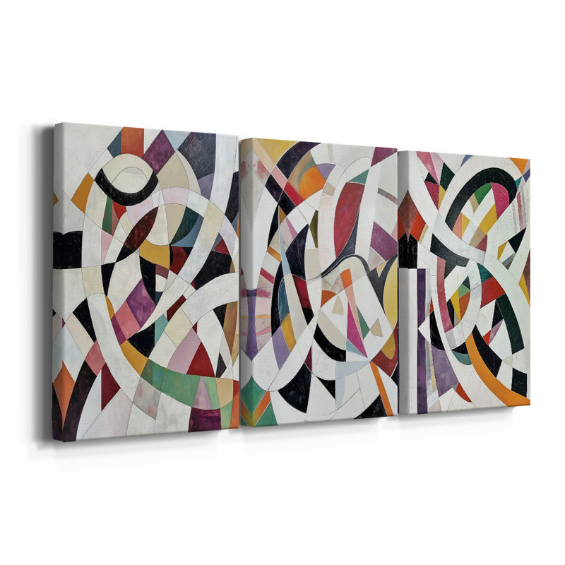ABSTRACT Series LV III - Toile tendue sur mesure avec châssis - 3 pièces, H 48 po x l 96 po