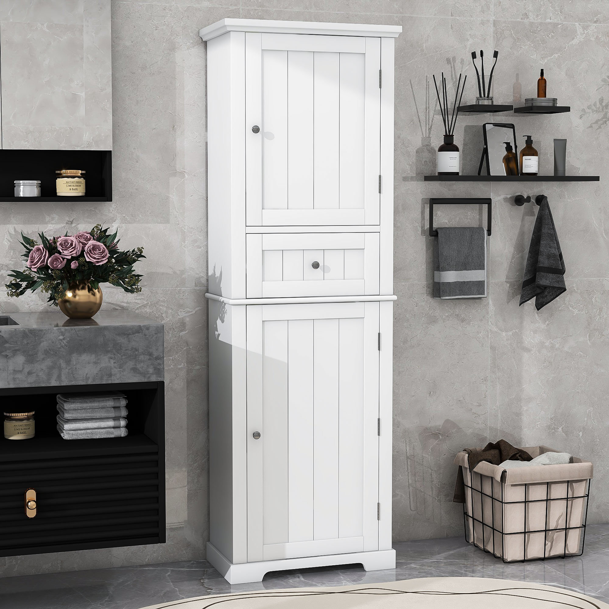 Red Barrel Studio® Douglasville Freestanding Bathroom Cabinet | Wayfair