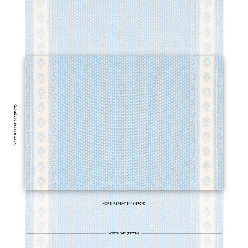 Tissu intérieur / extérieur Schumacher x Mark D. Sikes Hyacinth, Bleu porcelaine