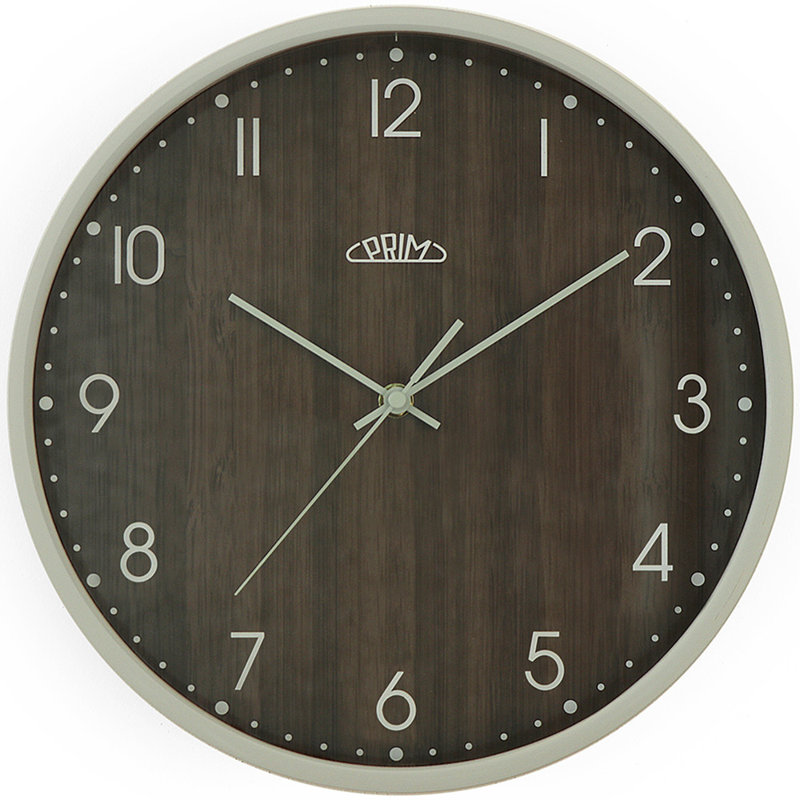 Wood Wall Clock, Grey/Dark Brown