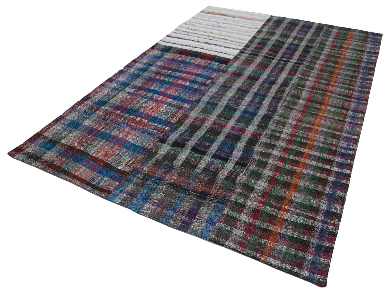 Lofy Blue Patchwork Wool Handmade Area Rug | Wayfair