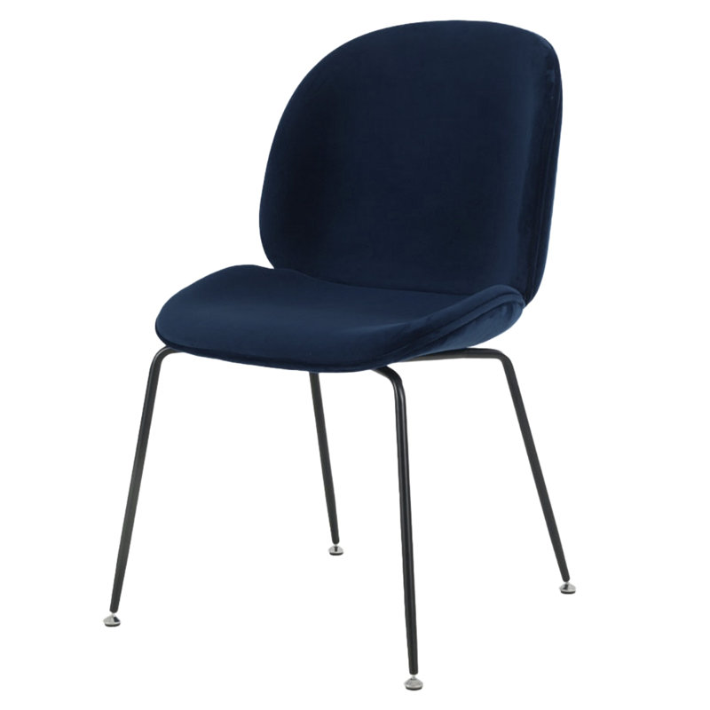 Anitra 45cm H Velvet Upholstered Metal Upholstered Back Side Chair, Navy