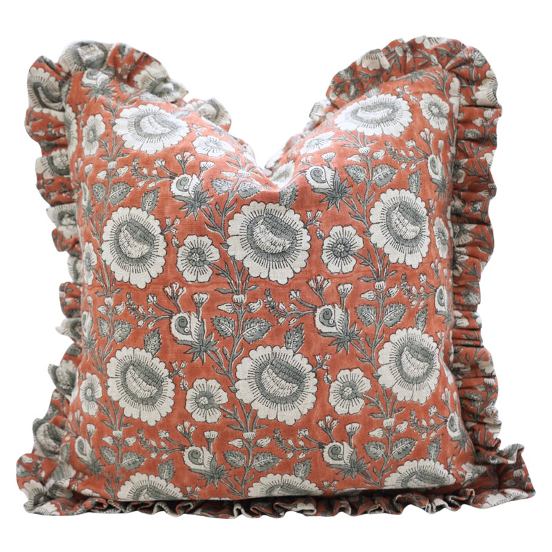 Housse de coussin en lin à motif artisanal Fab Divine Artisan pour canapé, lit ou salon, Carré 16 po