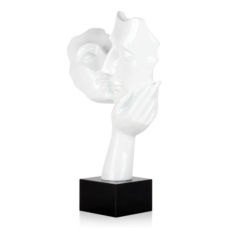 Kiss Between Lovers Resin Statue, White