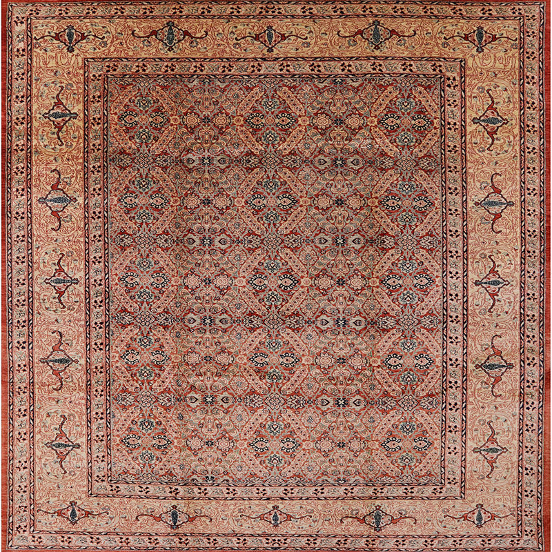 Tapis oriental brun / rouge Styrman, Carré 7 pi