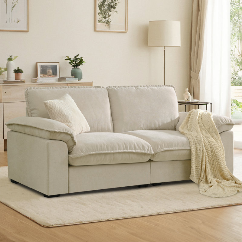 Canapé rembourré en chenille 72 po, Beige