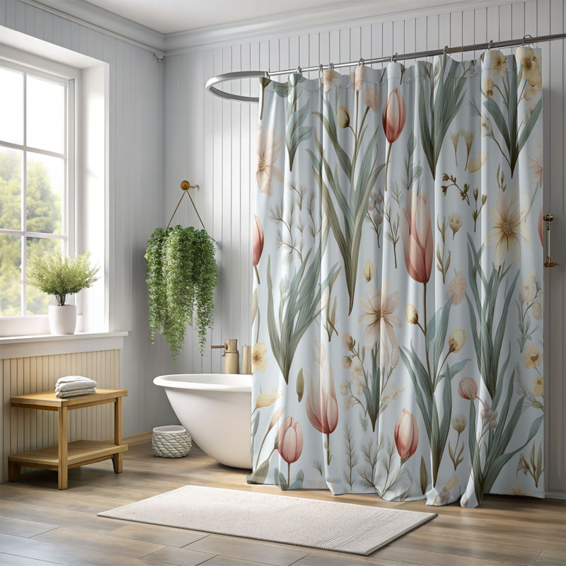 Rideau de douche standard 1 pièce Spring Awakening, H 74 po x l 71 po