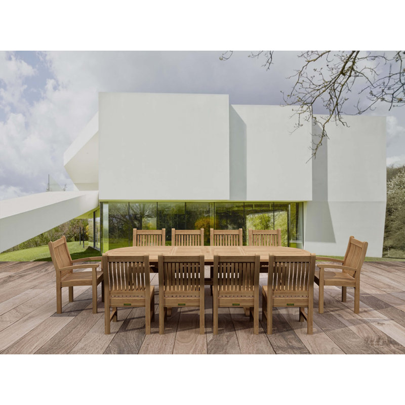 Sahara Outdoor 11 - Piece Teak Dining Set with Cushions