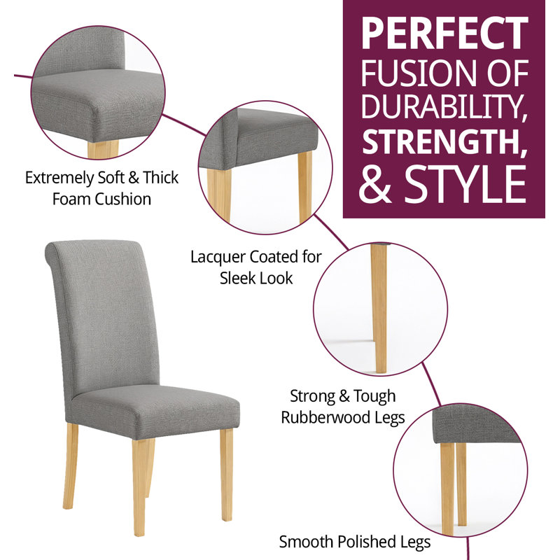 46cm H Linen Upholstered Upholstered Back Parsons Chair, Grey