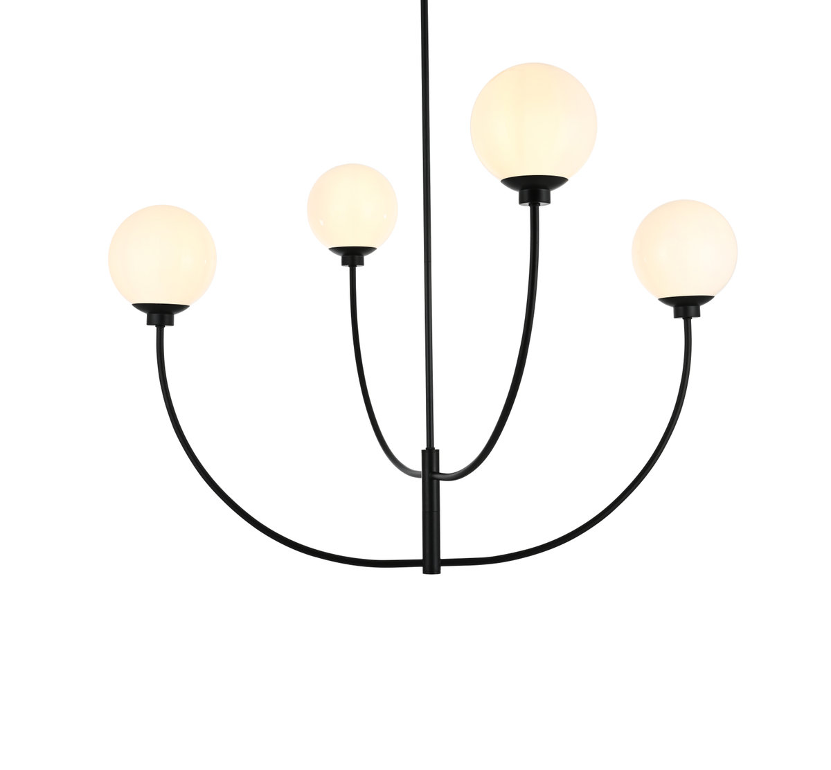 Kyle 4-Light Chandelier, Black, 29.5" H x 42" W x 42" D
