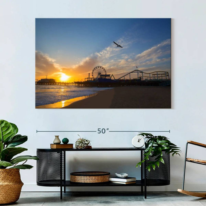 Scène de plage Gillard Santa Monica, H 34 po x l 51 po
