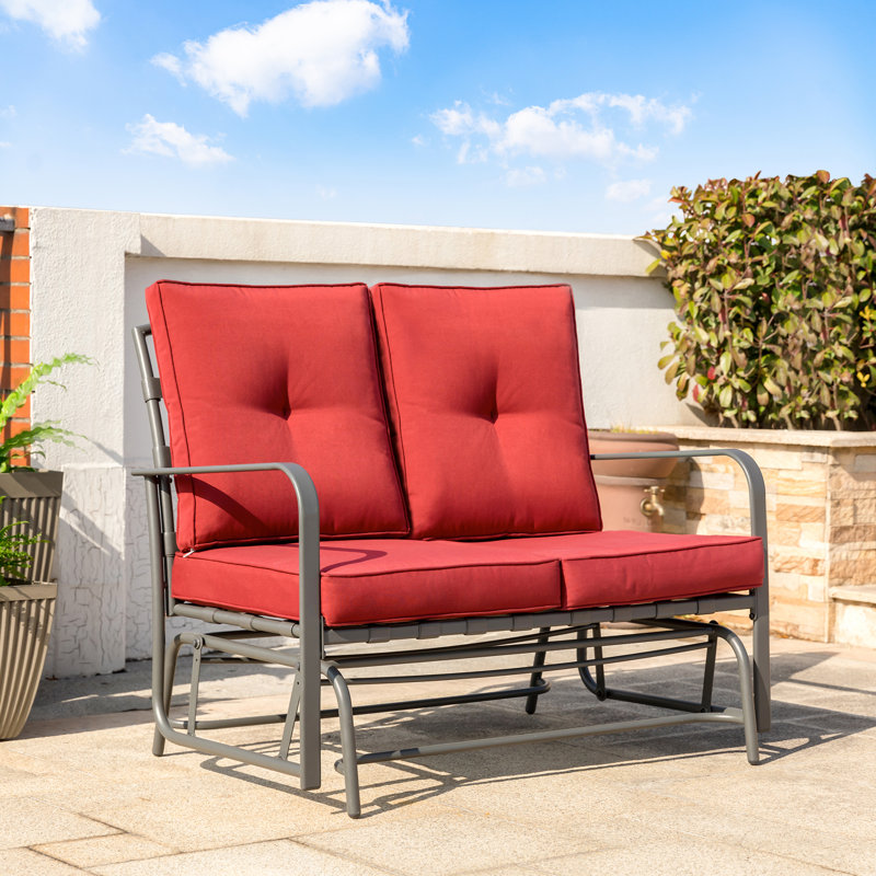 Banc d'extérieur en métal avec coussins Bindman, Rouge