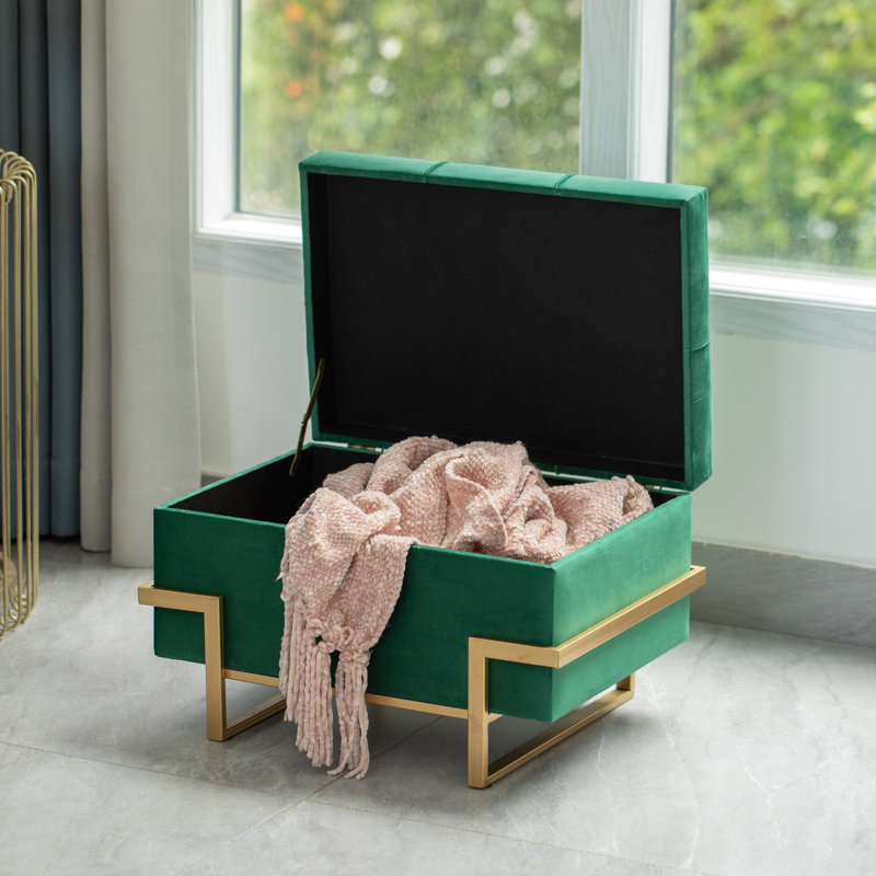 Havenhill Velvet Ottoman, Green Small