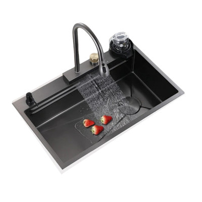 Évier de cuisine à simple cuve en acier inoxydable 29,5 po L