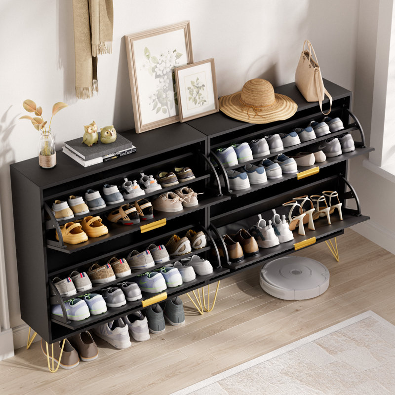 24 Pair Shoe Storage Cabinet, Black