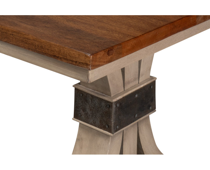 Brown Mango Wood Trestle Base Dining Table